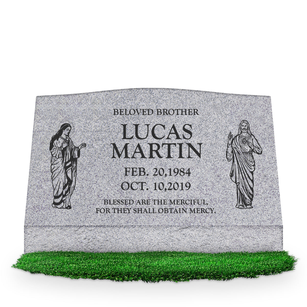 30″ x 10″ x 16″ Serp Top Slant Headstone: polished front and back; Single/Artwork