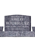 30″ x 6″ x 20″ Upright Headstone with 48″ Base & Two Vases