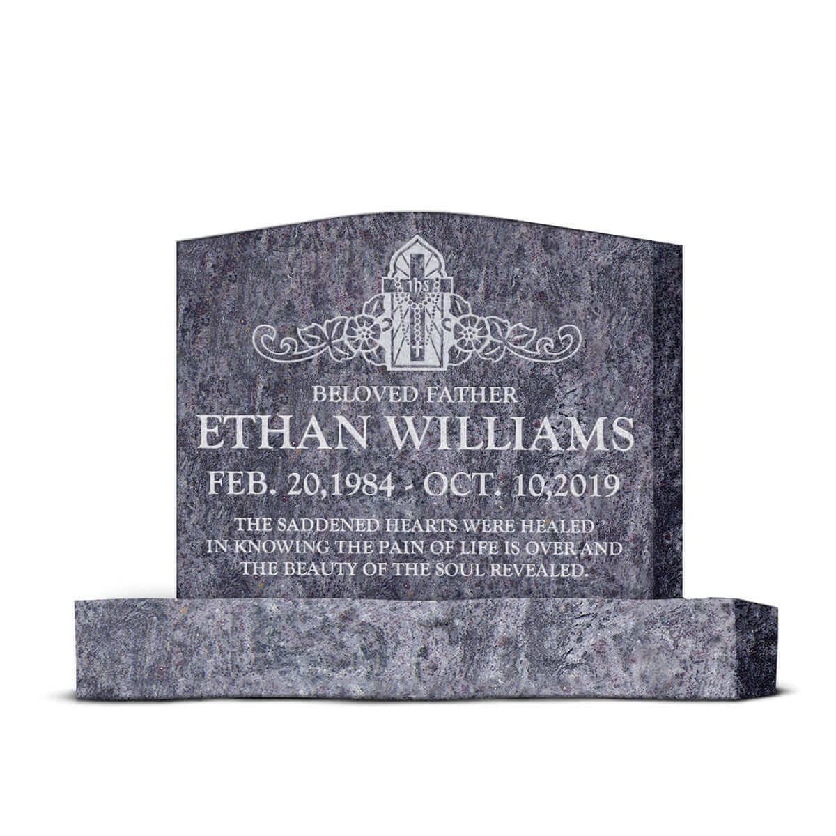 24″ x 6″ x 20″ Upright Headstone with 36″ Base