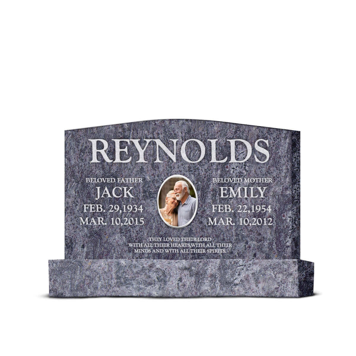 36″ x 6″ x 24″ Upright Headstone with 48″ Base