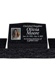 30″ x 10″ x 16″ Slant Headstone with 42″ Base & Two Vases