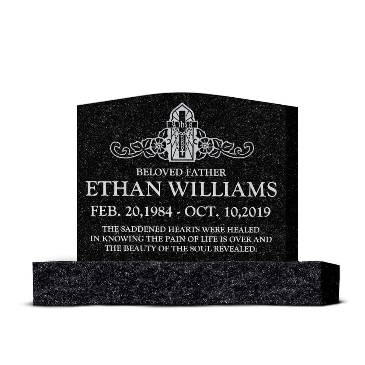 24″ x 6″ x 20″ Upright Headstone with 36″ Base