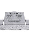 30″ x 10″ x 16″ Slant Headstone with 42″ Base & Two Vases