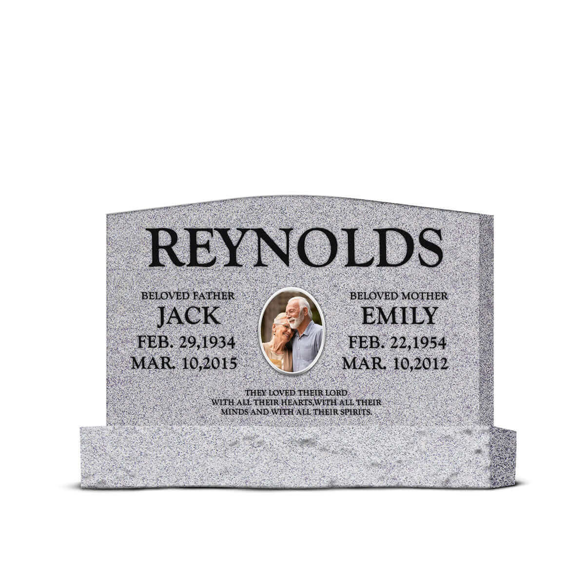 36″ x 6″ x 24″ Upright Headstone with 48″ Base