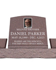 20″ x 10″ x 16″ Slant Headstone with 34″ Base & Two Vases