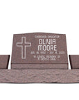 30″ x 10″ x 16″ Slant Headstone with 42″ Base & Two Vases