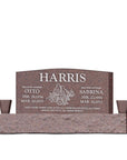 48″ x 6″ x 24″ Upright Headstone with 66″ Base & Two Vases