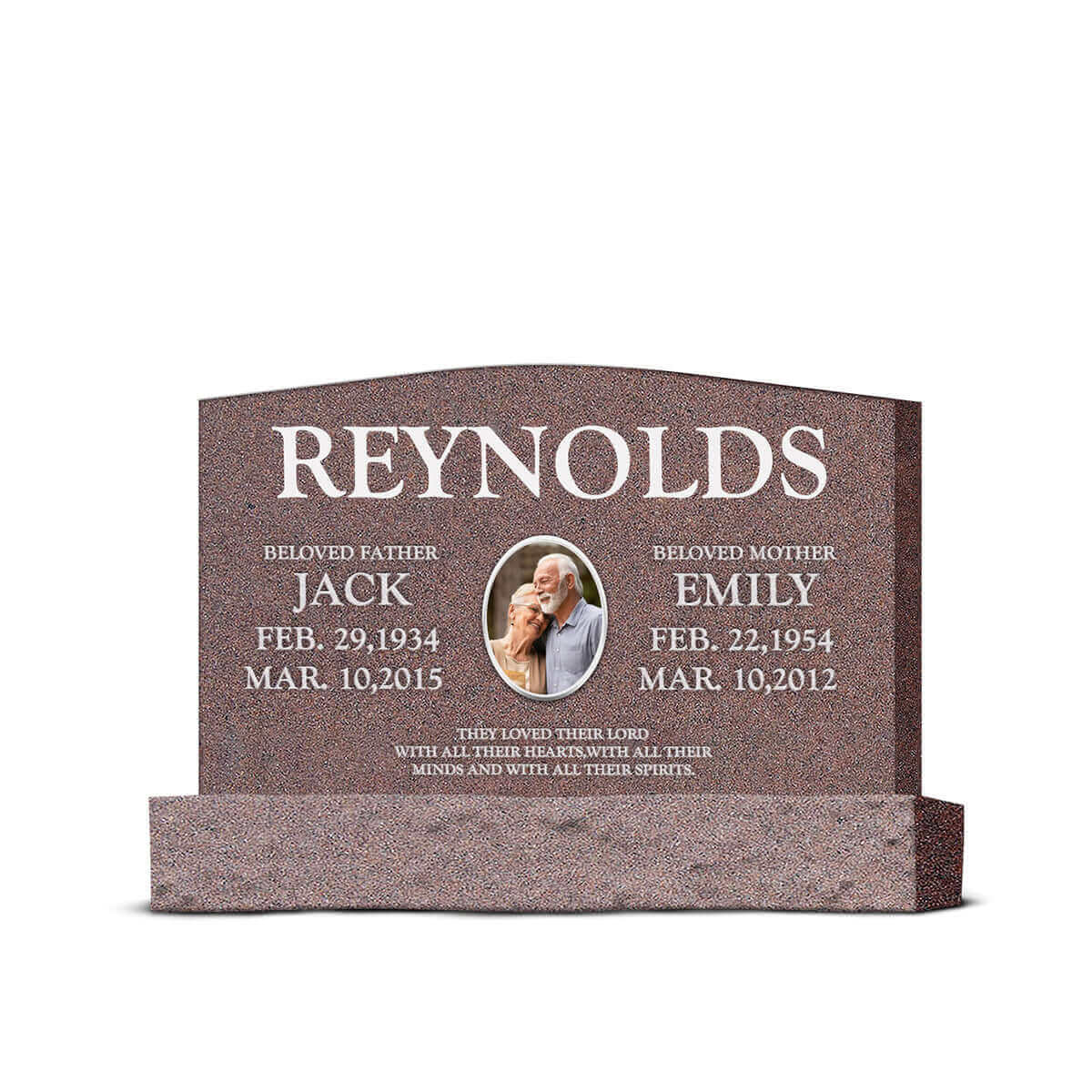 36″ x 6″ x 24″ Upright Headstone with 48″ Base