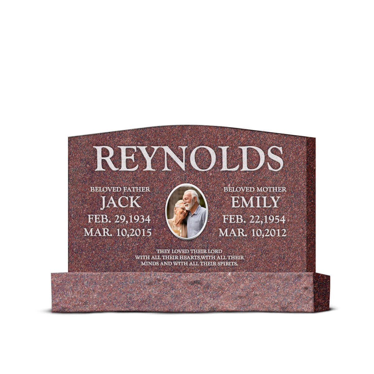 36″ x 6″ x 24″ Upright Headstone with 48″ Base