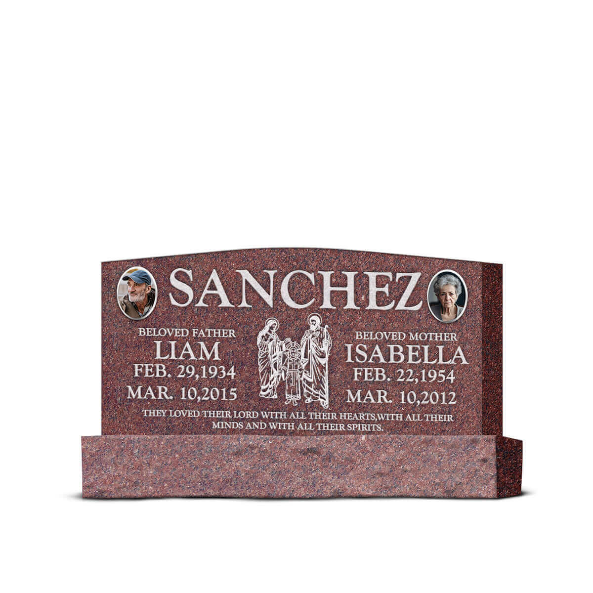 48″ x 6″ x 24″ Upright Headstone with 60″ Base