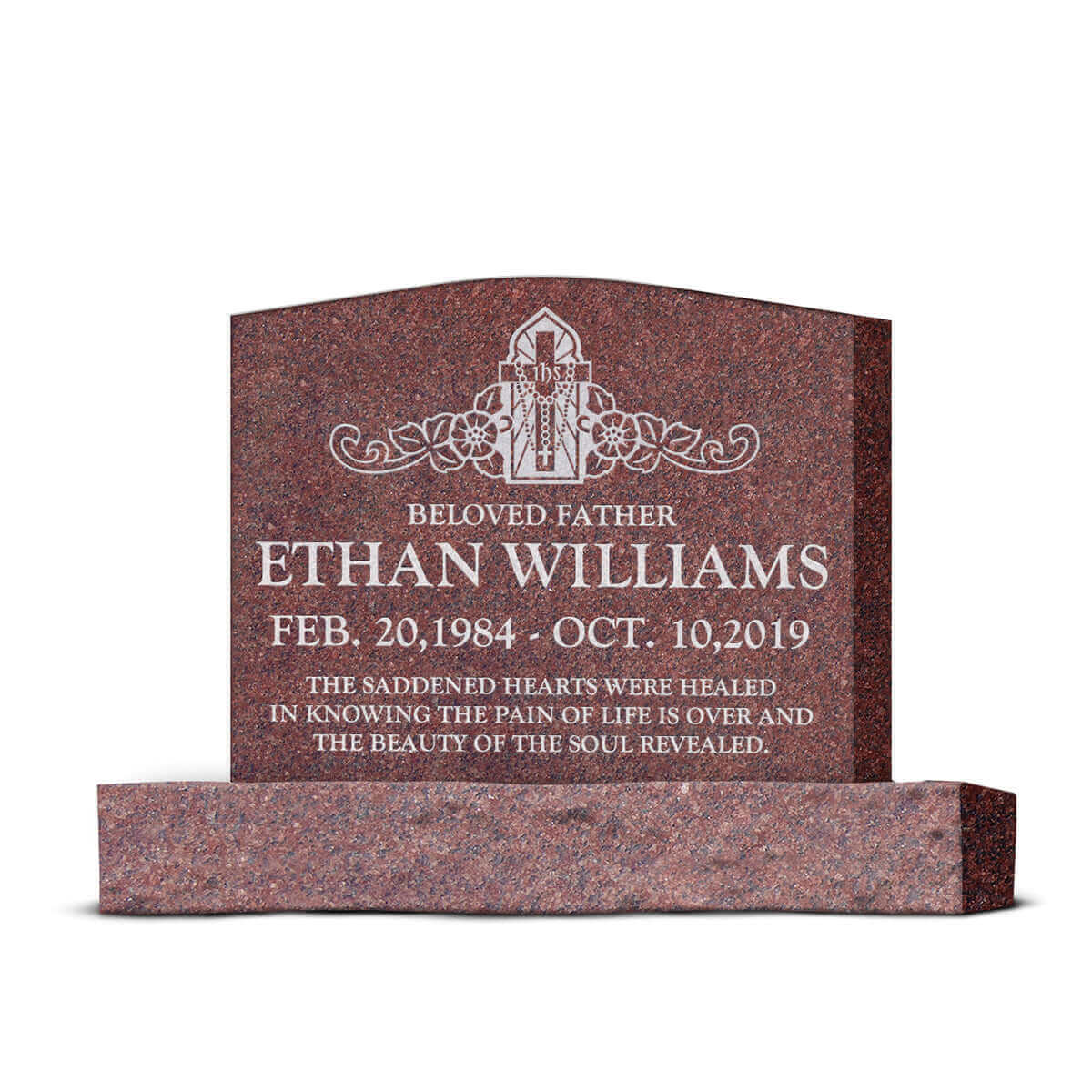 24″ x 6″ x 20″ Upright Headstone with 36″ Base