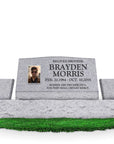 36″ x 10″ x 16″ Slant Headstone with 52″ Base & Two Vases