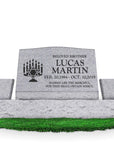 30″ x 10″ x 16″ Slant Headstone with 42″ Base & Two Vases