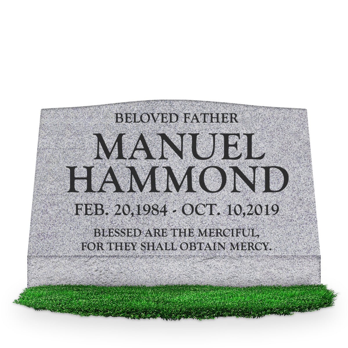 30″ x 10″ x 16″ Serp Top Slant Headstone: polished front and back; Single/Text